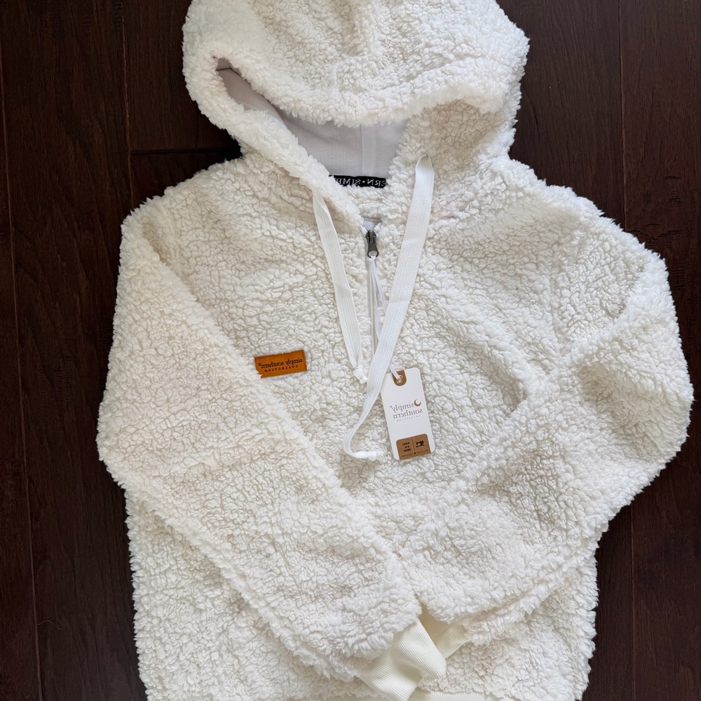 Simply Southern Cream Sherpa Half-Zip Hoodie